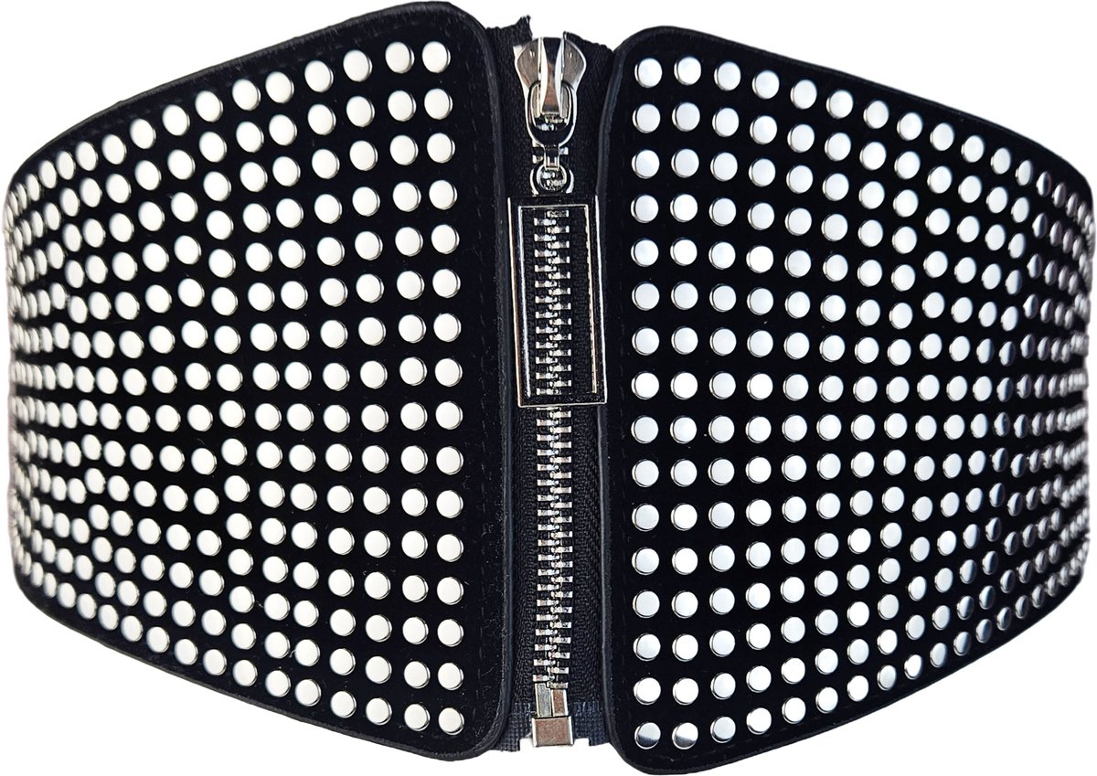 BamBella ® -  Zwart Korset Mode Body Gothic Goth taille riem met Studs rits sluiting korset belt