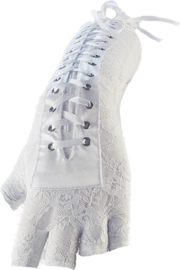 BamBella® - Handschoenen feest Lang Wit veter sluiting Vingerloos