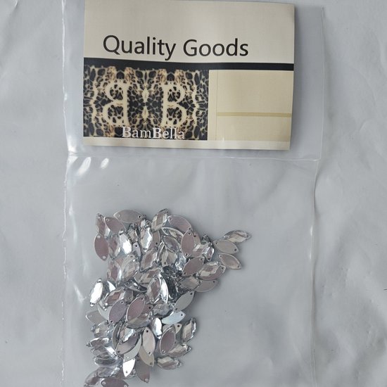 BamBella® doorzichtig zilver kleurig wit - Naai Steentjes - 100 stuks - stenen glitters kleding versieren