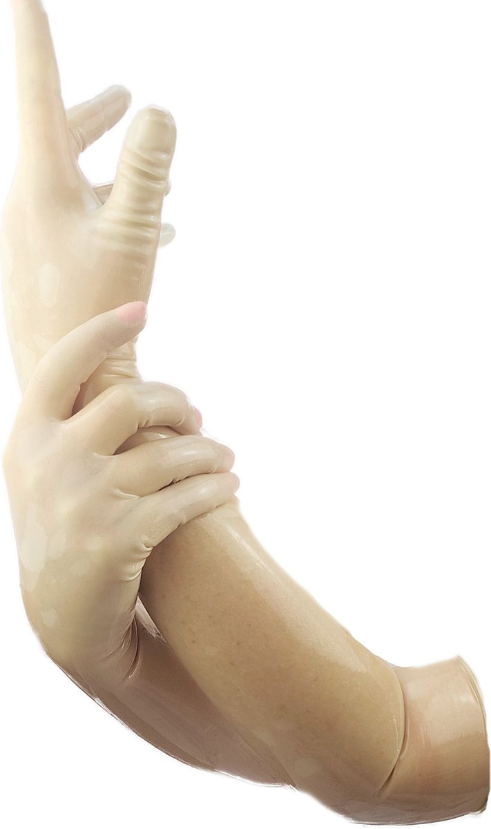 BNDGx® - 100% LATEX Handschoenen Lang BDSM SM sexy glans handschoen Doorzichtig licht bruin