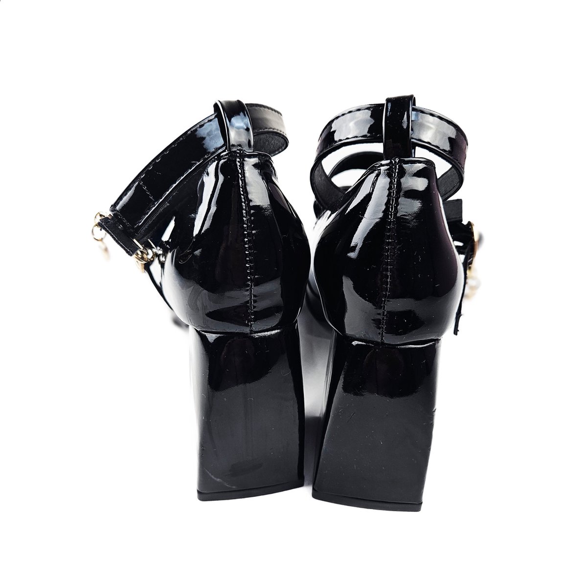 BamBella® - Schoenen - Zwarte sandalen - Maat 36 t/m 41 - Japanse stijl sandalen met hak - platform pumps blokhak