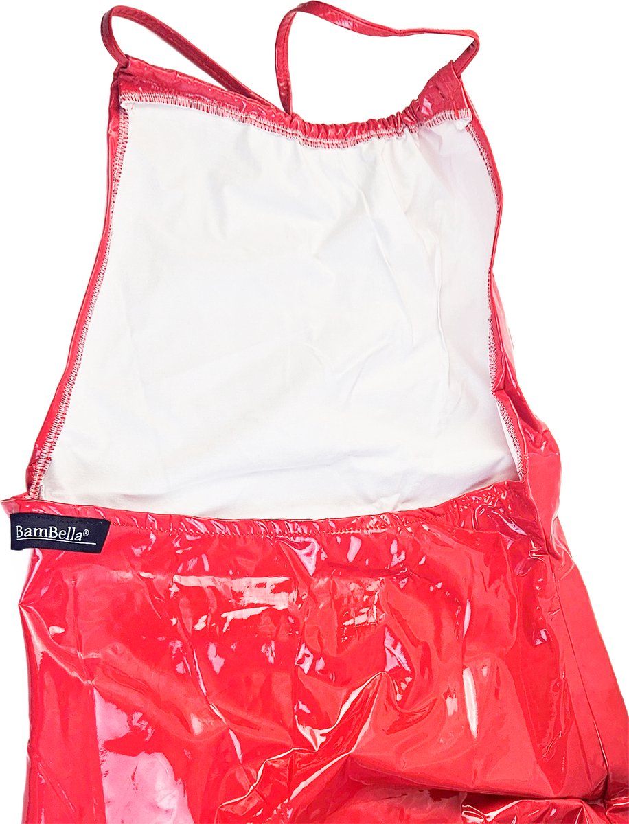 BamBella® Jurk -   Rood dames kleding sexy Glans kleding mix van Latex en stof Datex Wetlook