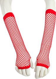 BamBella ® 2 Stuks Handschoenen Visnet zwart rood Lange vingerloze Elastische gaas