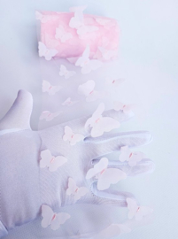 BamBella® - Stof vlinder  - Decoratie stoffen roze knutselen tule mesh