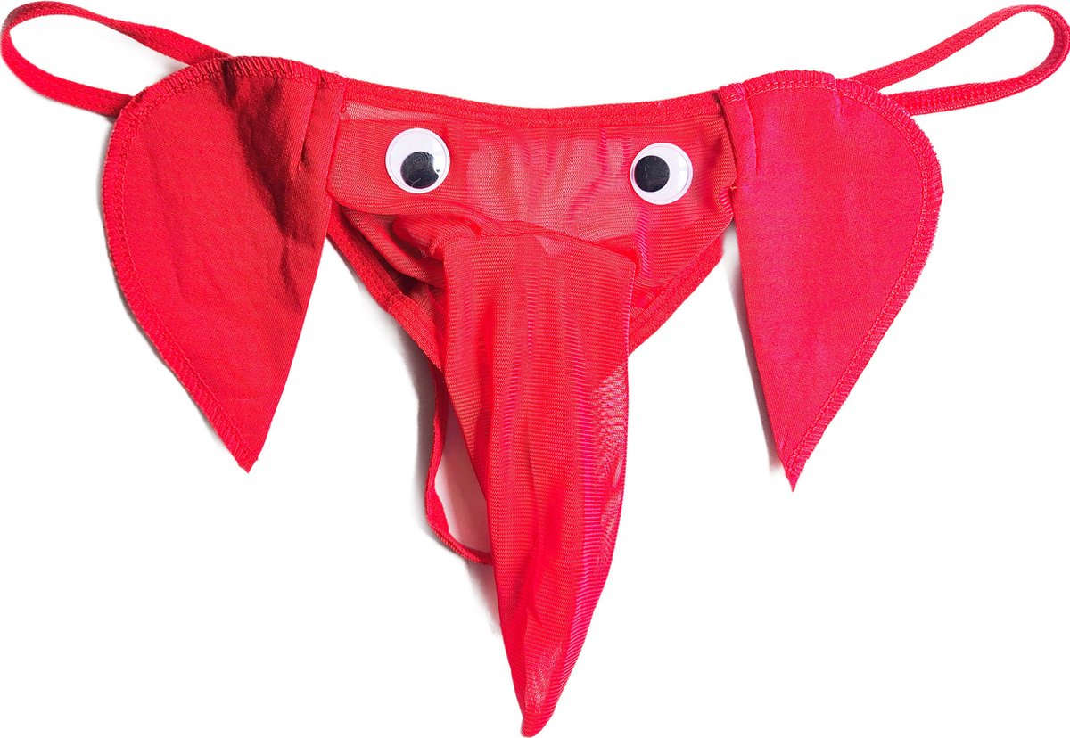 BamBella® - Onderbroek heren - Onesize - grappig valentijn verassing voor koppels string olifant Rood
