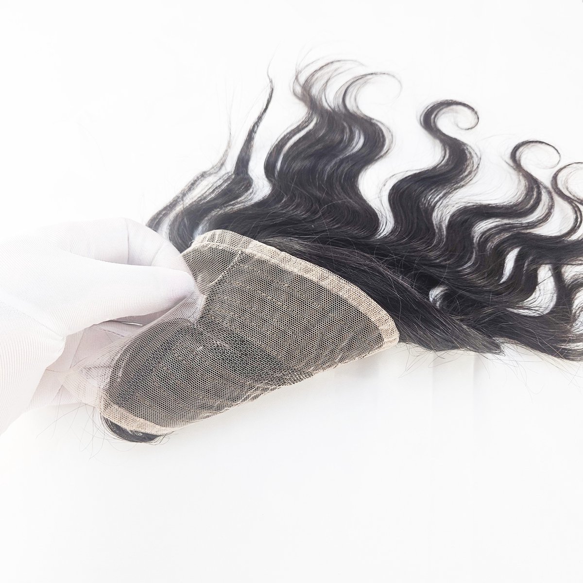 Lace Frontal - Basic- 4X4 - 1B - 25cm 10inch - Natuurlijk zwart -Menselijk Haar stuk voor weave of Pruik deel voorkant