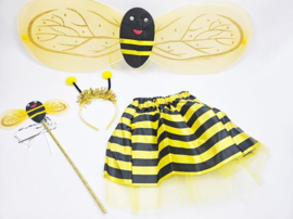 BamBella® - Verkleedkleren meisje - one size - BIj vleugels - tutu rok - verkleedkleding Geel