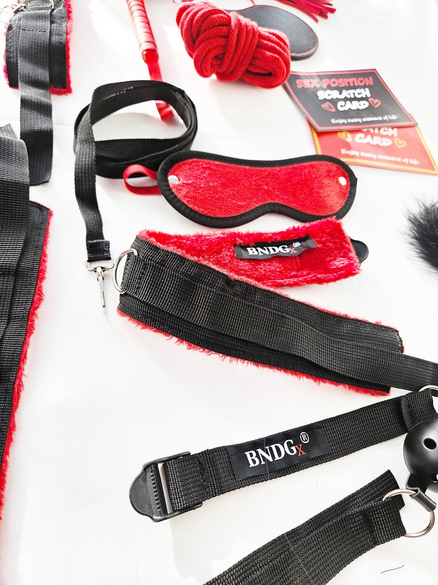 BNDGx® - Sex Toys - voor koppels - Set - SM Pakket - Bondage - Vastbinden - Kit - Startset - handboeien - Zwart BDSM
