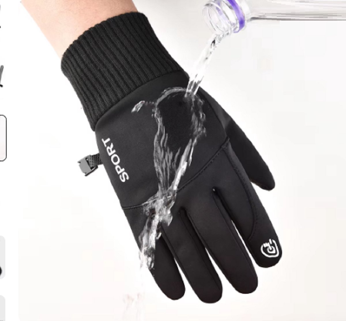 BamBella® Handschoenen winter Heren Sport watericht Zwart sporthandschoenen