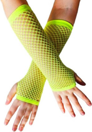 BamBella® Vingerloos Gaas net stof handschoenen - One Size - Nuon Fel Fluor Geel
