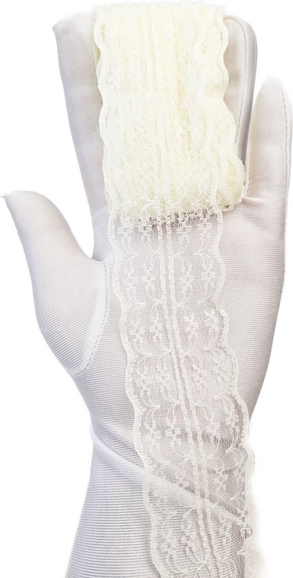 BamBella ® - 4.5 meter Kant lint band 4.5 cm breed gebroken wit voor naaien afwerk