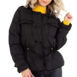 S t/m L   SALE Zwarte Winterjas Dames  jas zwart