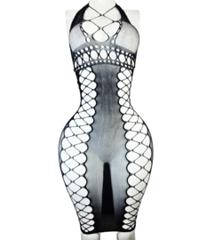 BamBella® - Jurk - Onesize - Erotische sexy nacht jurkje doorzichtig kant - Super Stretch Zwart