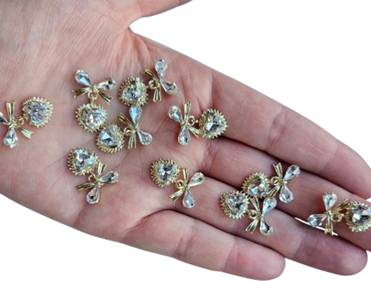 BamBella® mix look kleine stenen -bedeltjes 10 stuks - kleding versieren steentjes DIY hobby knutselen Glitter
