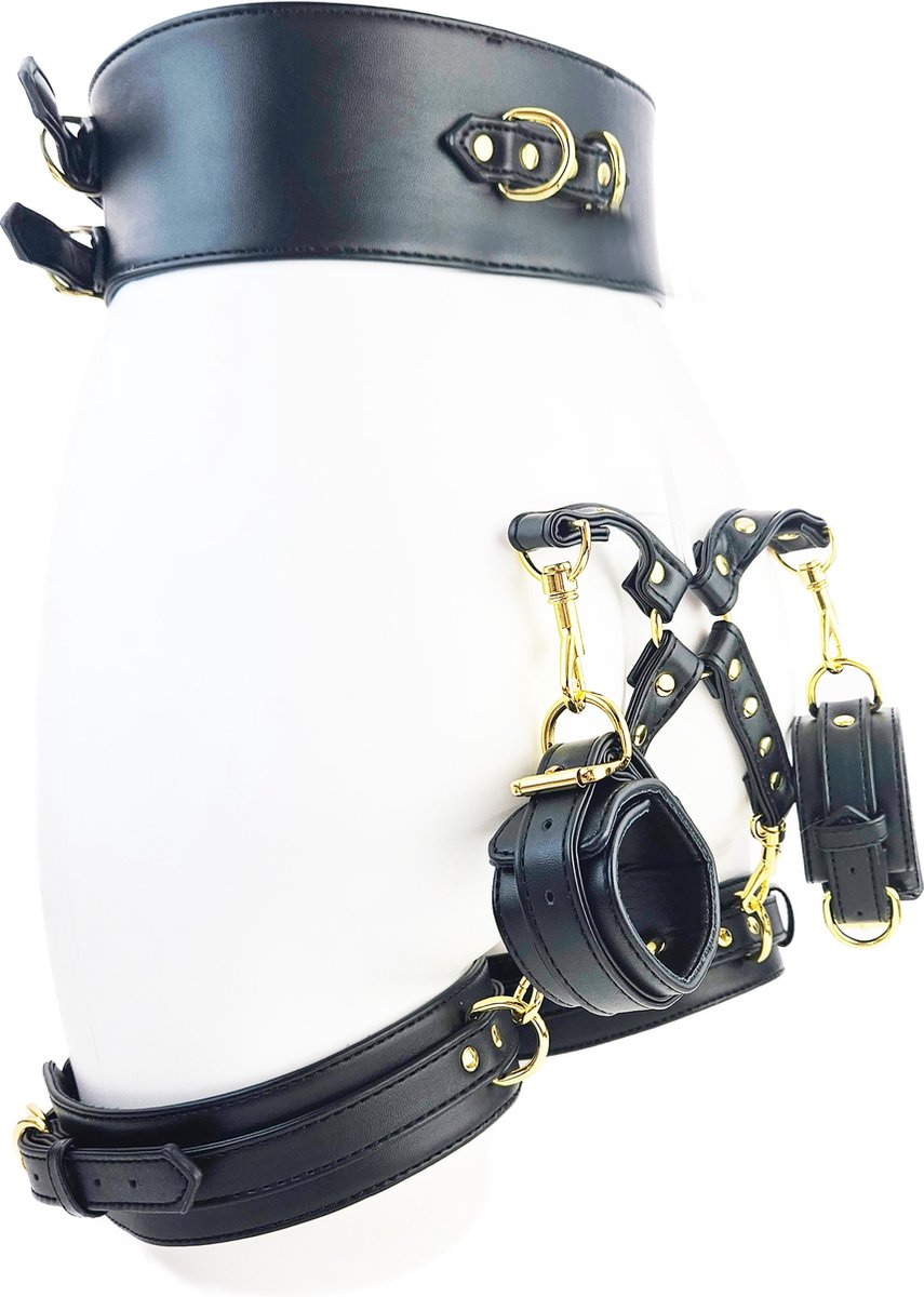 BNDGx® - Stevige Sex Harnas tuig pak- Bondage set BDSM Erotische Fetish Body Nep Leer - Verstelbaar -