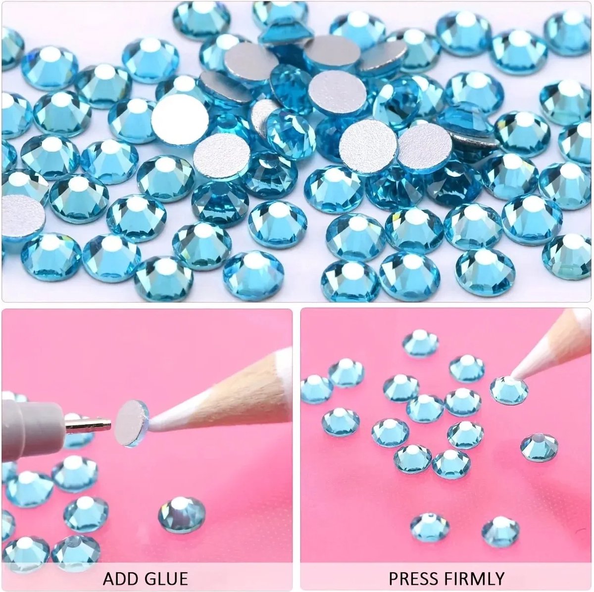 BamBella® Plak strass Steentjes - 1440 stuks - SS6 - licht blauw kleine strass stenen glitters nail art kleding versieren