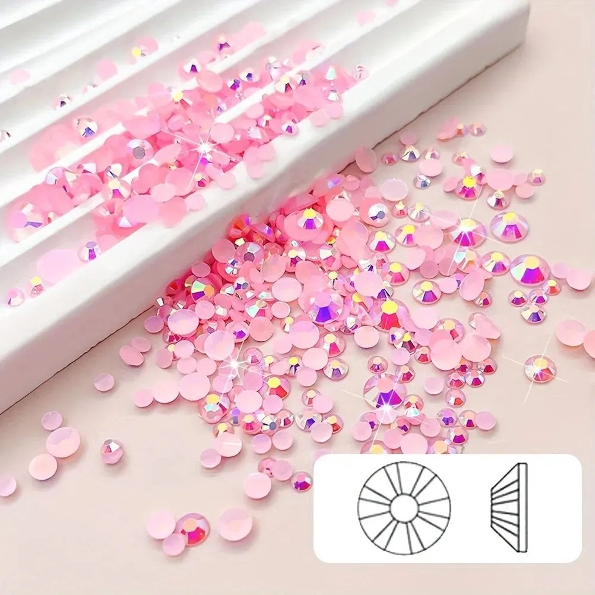 BamBella® Plak strass Steentjes - 100 stuks - SS10 - Roze AB strass stenen glitters nail art kleding versieren