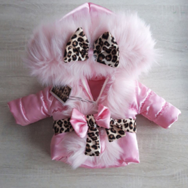 Kinderjas panterprint  Bontkraag jas Leopard  bontkraag Winterjas BamBella