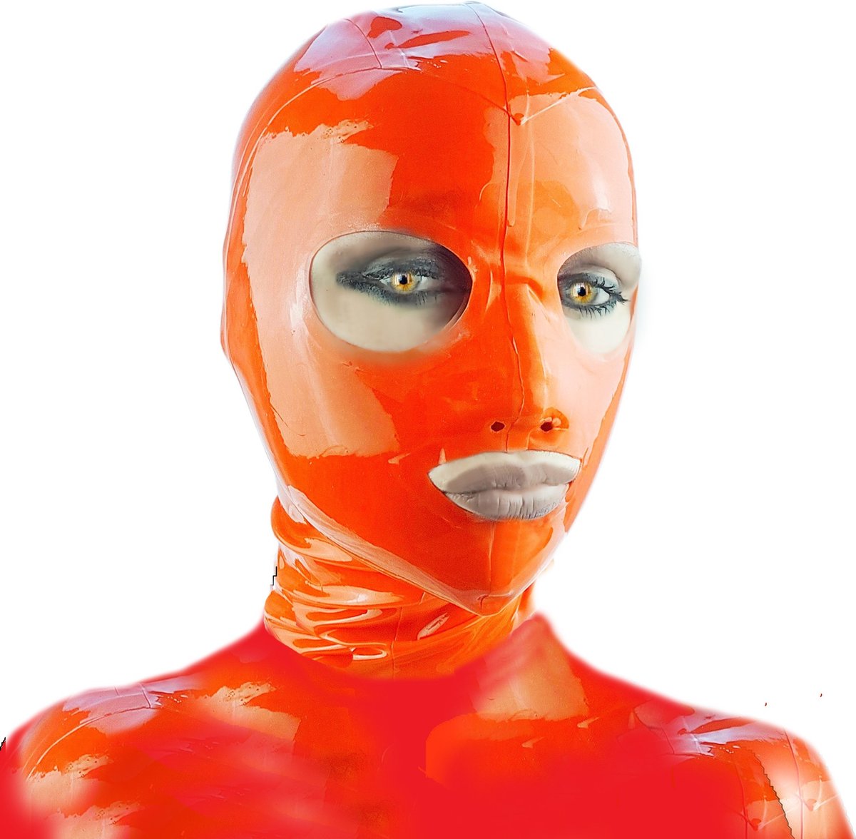 BNDGx® -100% Latex Masker ogen mond open - Anoniem Erotiek - Extreme BDSM sm fetish Rollenspel kleding Rood