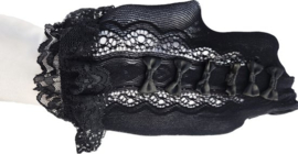 BamBella® Knie Sokken panty stof Dames - Onesize Zwart met rushes net Kniekousen - kousen