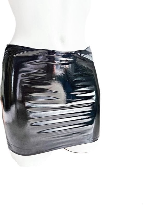 Datex mini Rok - Maat XS T/m XXL zwart Rollenspel sm dames sexy Glans kleding mix van Latex en stof | Datex