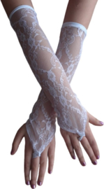 Handschoenen van kant zwart onesize Lange Elastische Visnet vingerloze handschoen festival | One Size | Kanten handschoenen verkleden feest