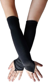 BamBella® Vingerloos satijn handschoenen - One Size - Zwart