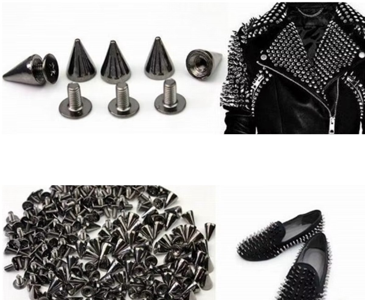 BamBella® - Studs spikes - 100 stuks - Schroef systeem zelf gothic schoenen kleding maken zwart siernagel