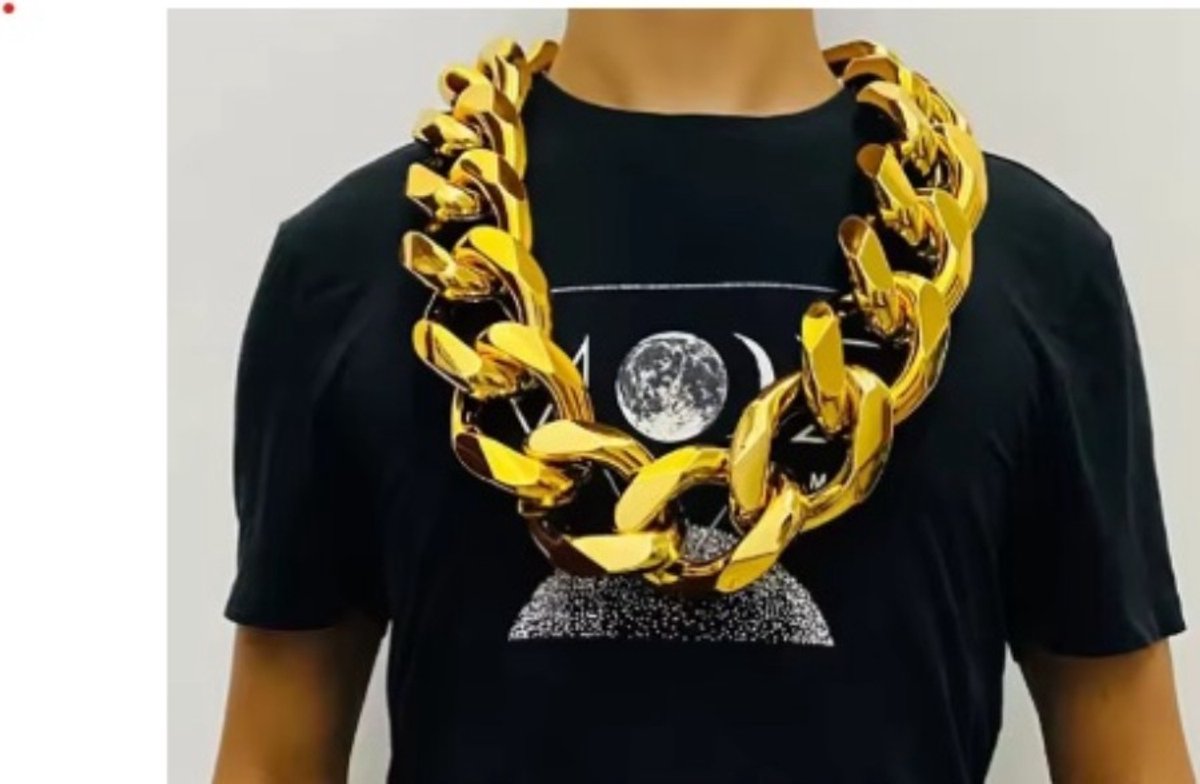 Verkleed Extreem grote ketting Gangster rap hip hop Grote dikke goudkleurige chain carnaval halloween