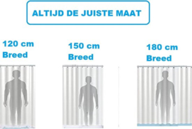 Douchegordijn - Grijs- Met ringen - 180 X 180 - Douche Gordijn - Badkamer