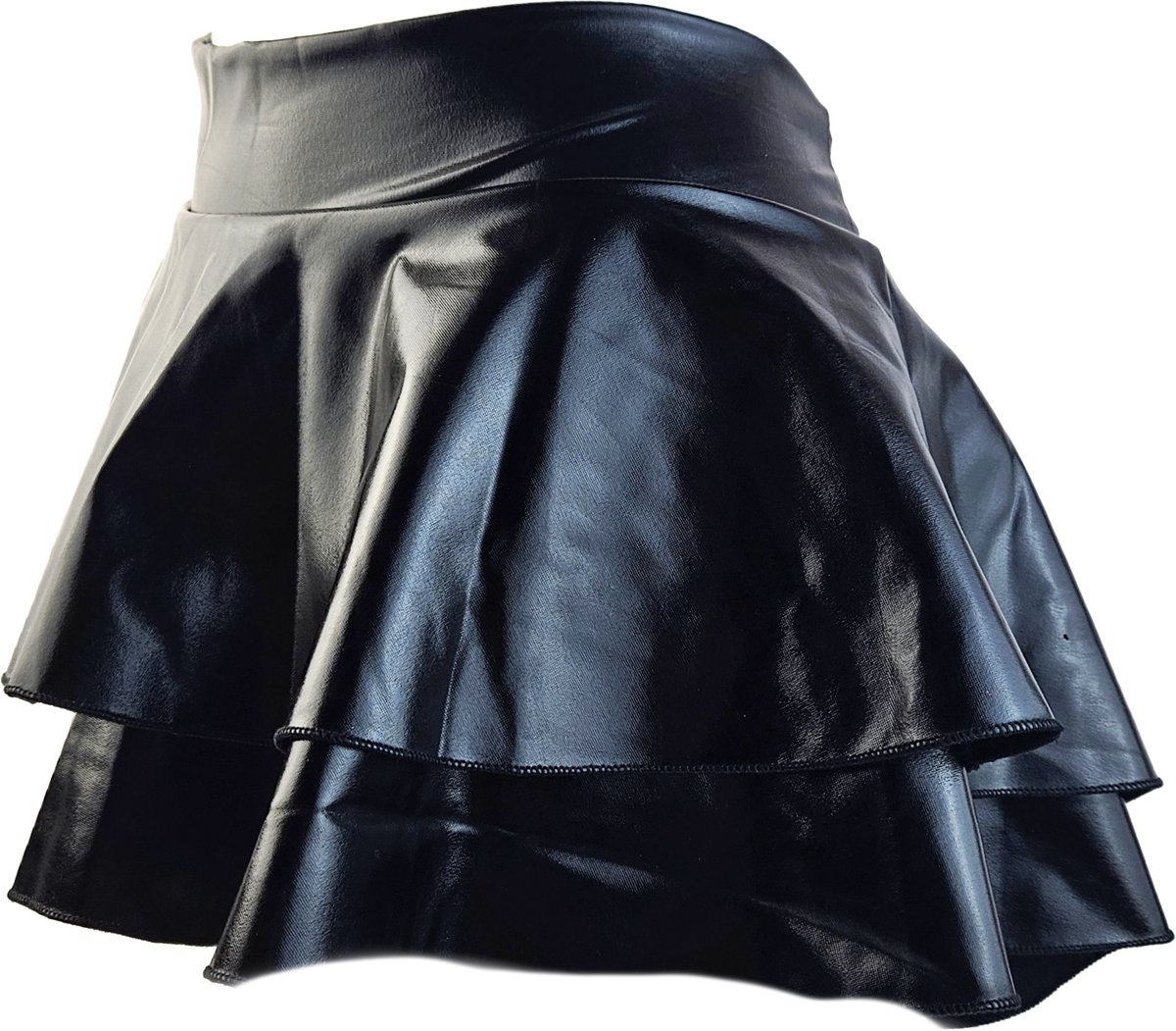 BamBella® - Mini rok -  Shiny Wetlook - Sexy Erotische rokje Super shine metallic Lame Glans Zwart