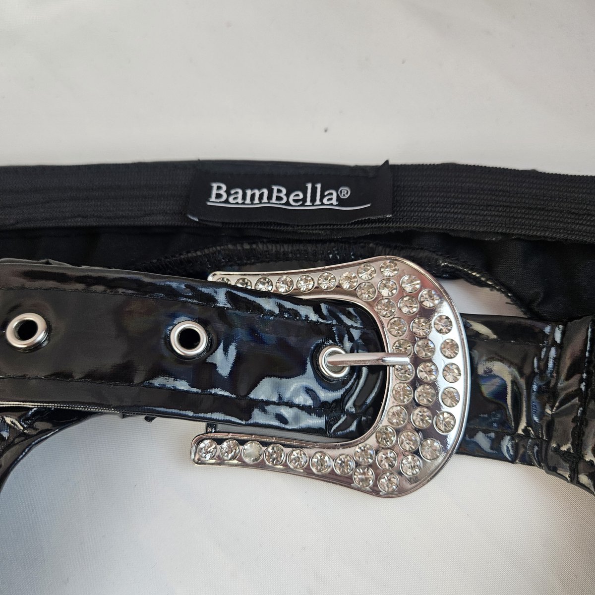 BamBella® - Erotische Broek - - Zwart dames sexy Glans kleding mix van Latex en stof Datex Wetlook BDSM Kleding