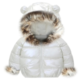 Winterjas Girls Maat 92 t/m 116 Wit Puffer jack