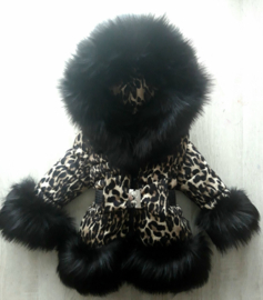 Kinderjas panterprint  Bontkraag jas Leopard  bontkraag Winterjas BamBella