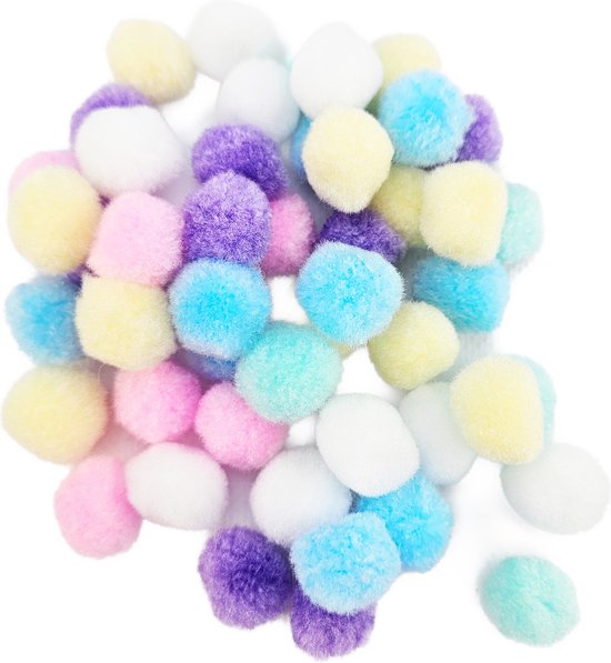 100 Stuks - Knutsel pompoms gekleurd - 1cm - Gekleurde balletjes - Hobby decoratie materiaal - Knutselen pom pom pompons