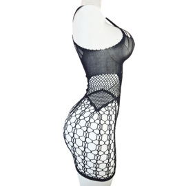 BamBella® - Jurk - Onesize - Erotische sexy nacht jurkje doorzichtig kant - Super Stretch Zwart