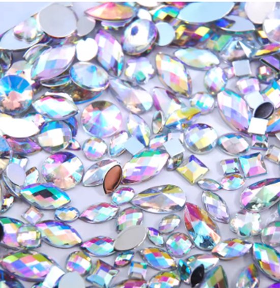 BamBella® - 300 stuks - Plak Steentjes - AB wit mix- strass stenen glitters nail art kleding versieren