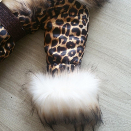 Kinderjas panterprint  Bontkraag jas Leopard  bontkraag Winterjas BamBella