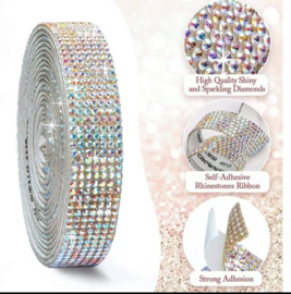 Plak lint strass steentjes 1.2 meter glitter plakband zelfklevend glitters steen hotfix lintje 10mm versieren DIY knutselen meisjes craft art scrapbook