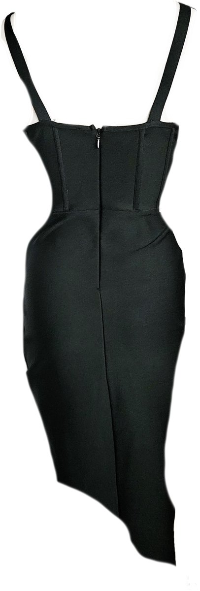 BamBella® Stevige Bondage stof Jurk - Maat M - Dikke stof jurk met getailleerde korset baleinen feest gala