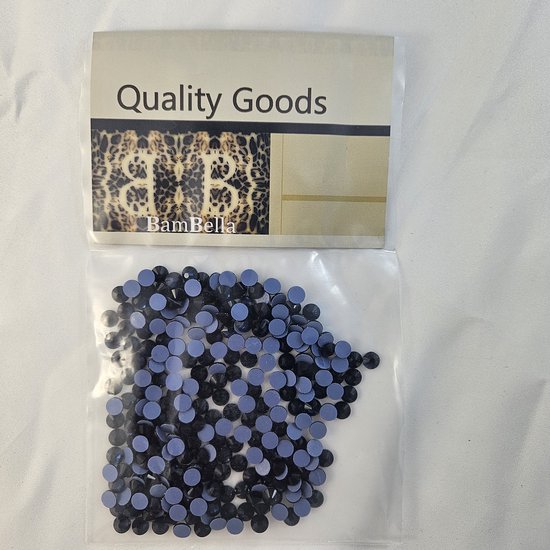BamBella® - SS30 - Blauw Zwart - Hotfix strass Steentjes - 288 stuks - strass stenen glitters nail art kleding versieren