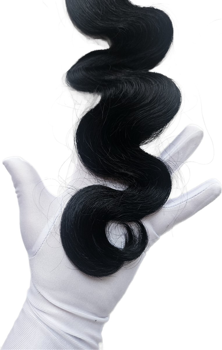Haar Bundels - 60 cm -menselijk haar -weave weft Zwart body wave 24 inch - wavy golvend krul