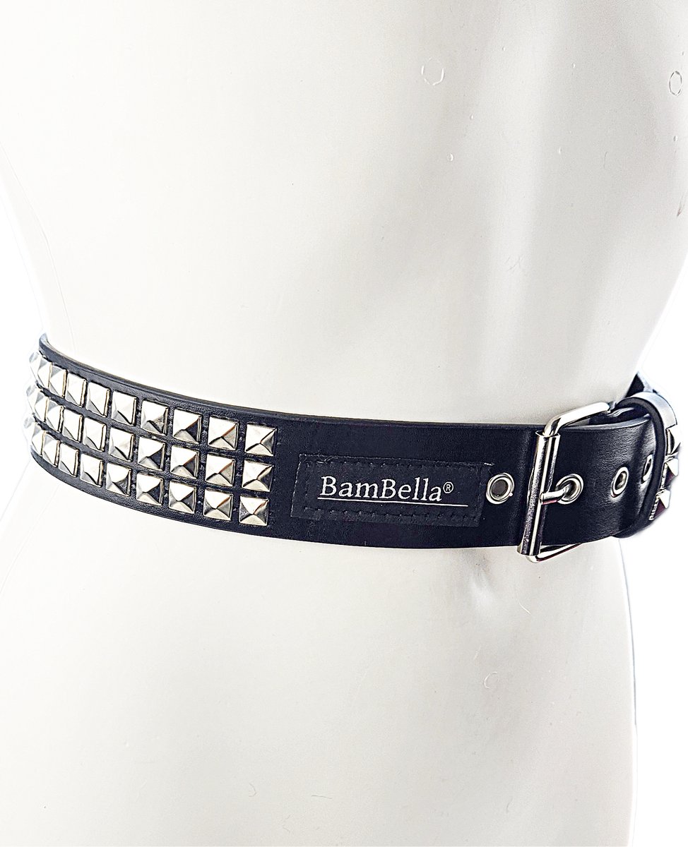 BamBella® - Riem Heup - 105cm maat S M L - verstelbare Belt Dames heupriem taille steentjes roze Skull goth broekriem