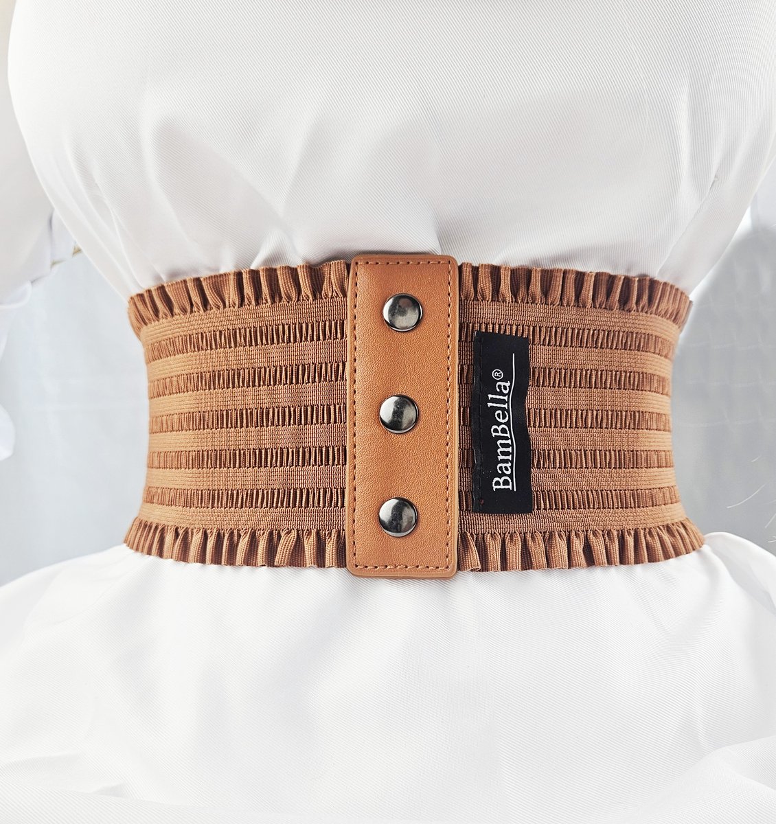 BamBella ® - Riem Maat Onesize - Bruin Mode Body Gothic Goth taille riem zwart met korset belt