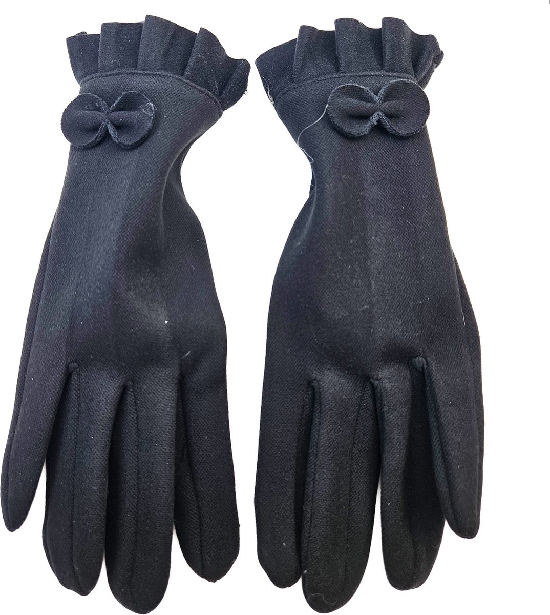 BamBella® Handschoenen winter dames zwart strik