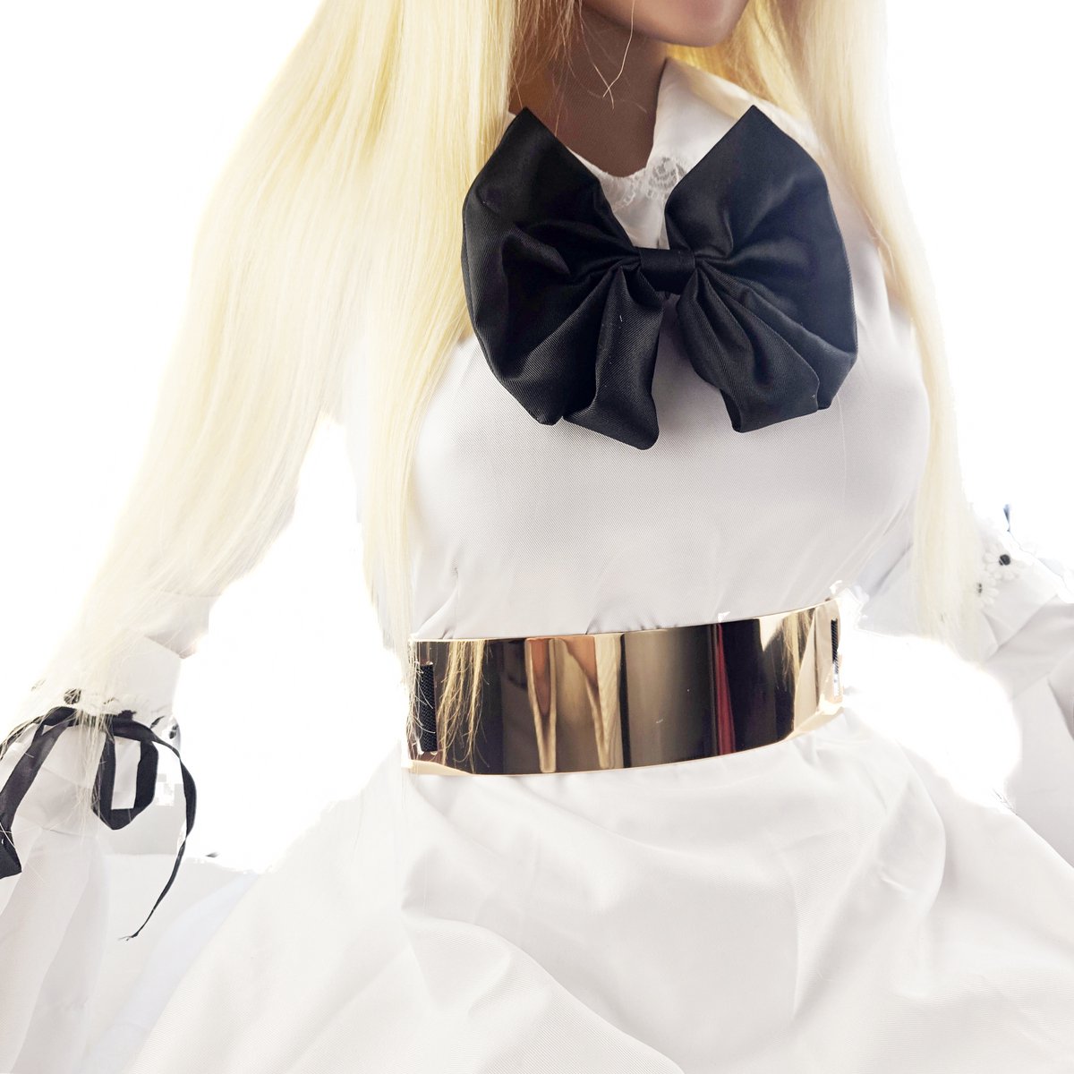BamBella ® - Riem   Mode Body Gothic Goth taille riem zwart met goudkleurige plaat korset belt