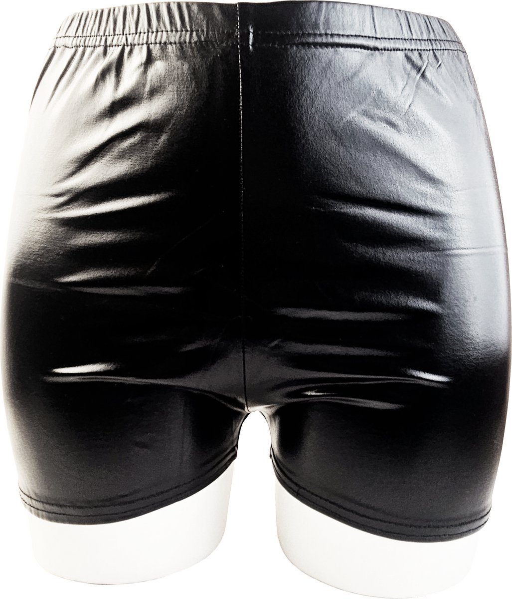 BamBella® Korte broek -  Wetlook Dames - Zwart Glans Lame metallic Short gym broek