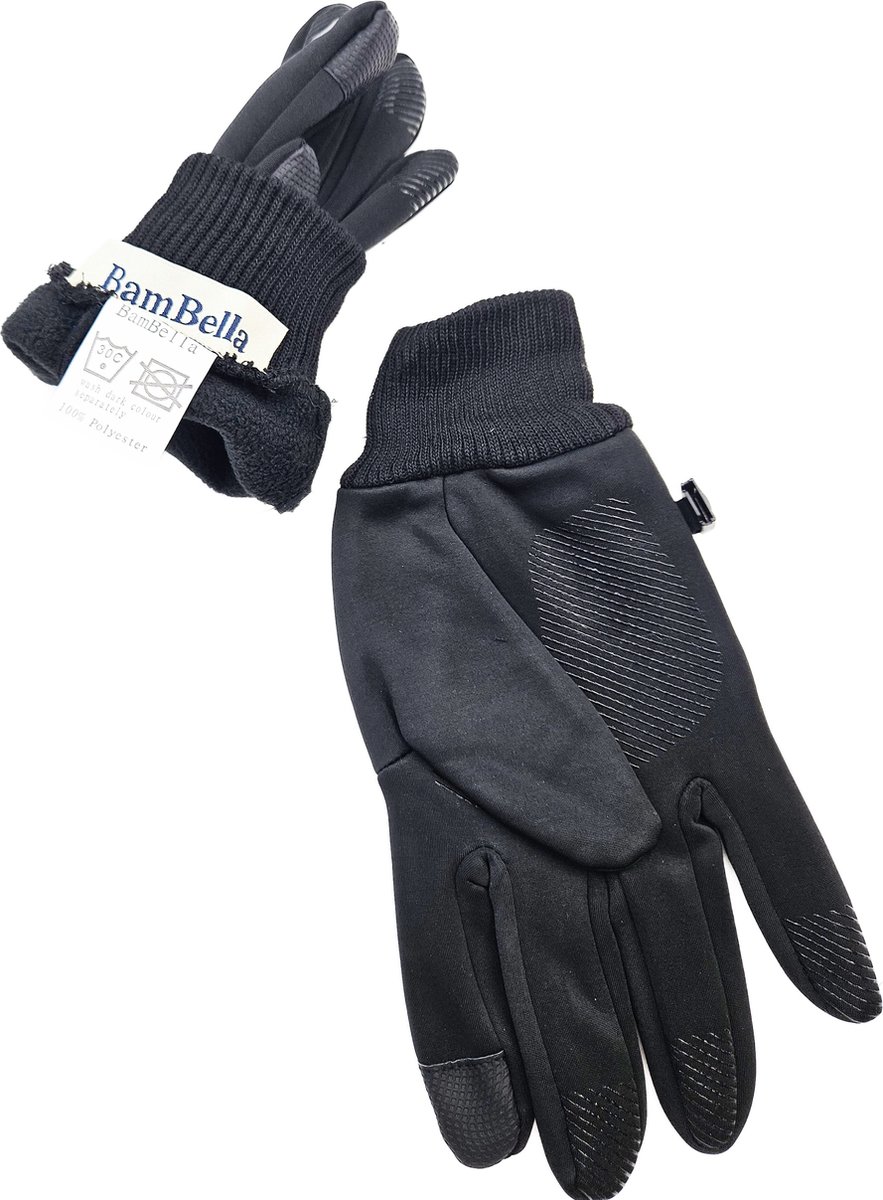 BamBella® Handschoenen winter Heren Sport watericht Zwart sporthandschoenen