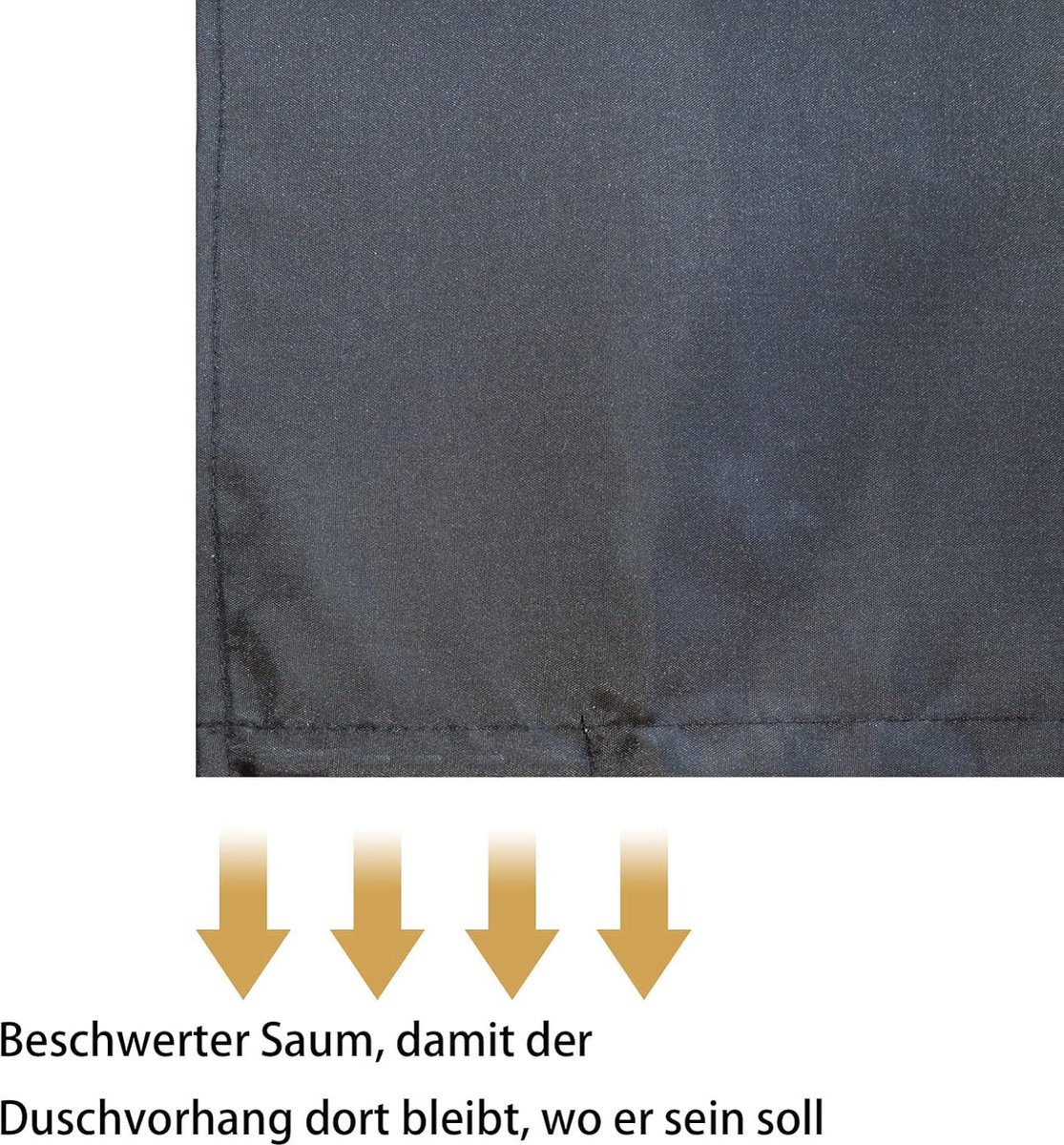 Douchegordijn, zwarte stof, wasbaar, textiel, machinewasbaar, met metalen ogen, breedte 180 x hoogte 220 cm