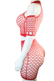 BamBella® -   set - Onesize - Erotische sexy nacht set  met top doorzichtig kant - Super Stretch